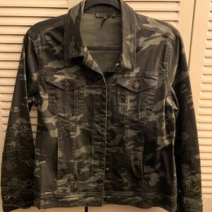 Dark green fatigue jean jacket